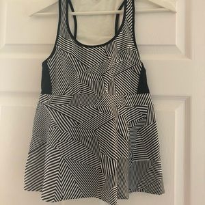 Rebecca Minkoff Abstract stripe pattern peplum racer back workout top